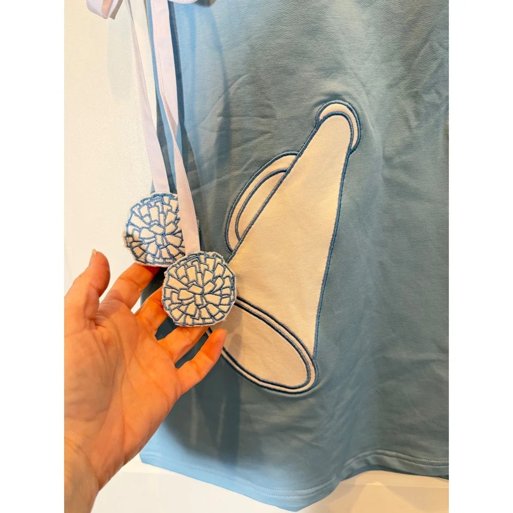 The Yellow Lamb Girls Blue Cheerleader Megaphone Pom Pom Dress Size 6 NWT